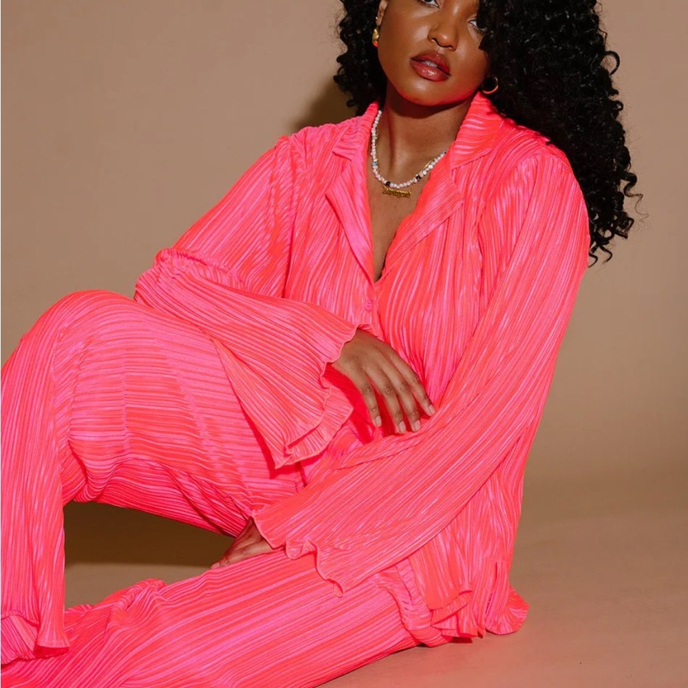 Dressed in LALA Neon Pink Wide Leg (PANTS ONLY)